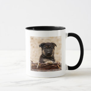 German Shepherd Puppy In Basket Mug