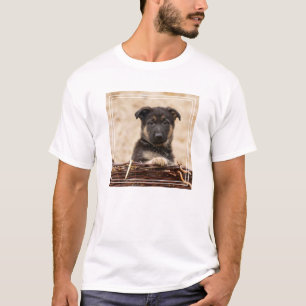 German Shepherd Puppy In Basket T-Shirt