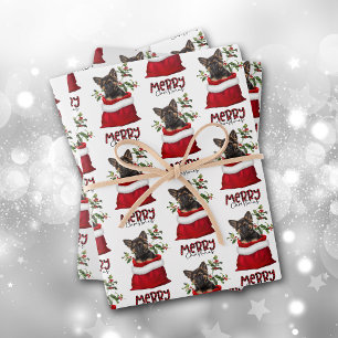 German Shepherd Puppy in Holiday Gift Bag Wrapping Paper Sheet
