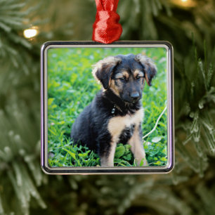 German Shepherd Puppy Metal Ornament