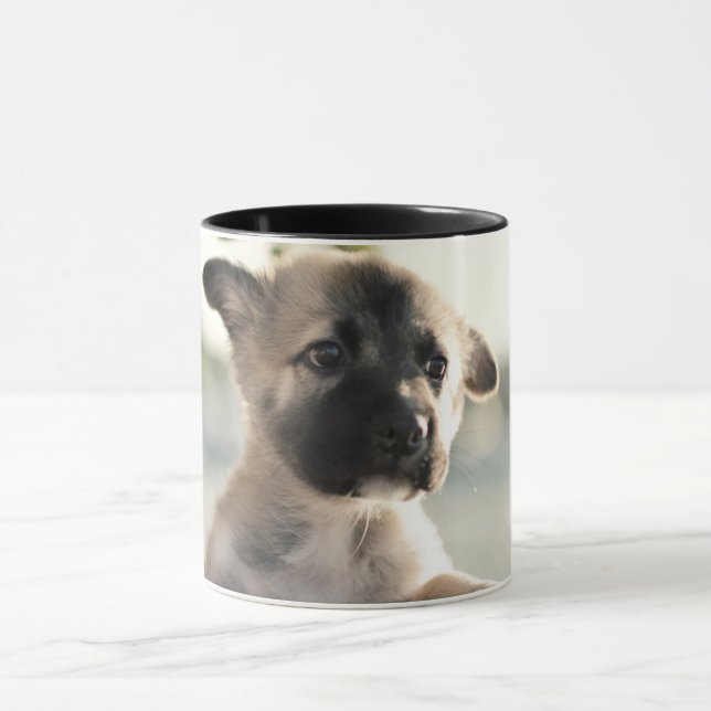 German Shepherd Puppy Over Ledge Mug (Center)