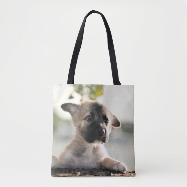 German Shepherd Puppy Over Ledge Tote Bag (Front)