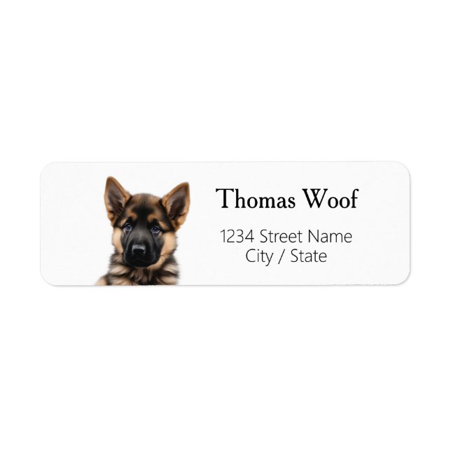 German Shepherd Puppy Return Address Labels (Front)