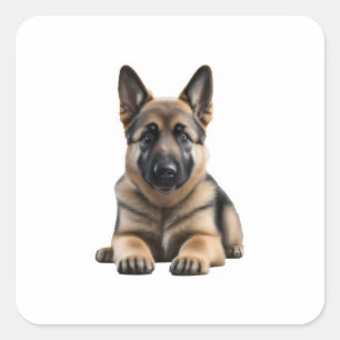 German Shepherd Puppy Square Sticker