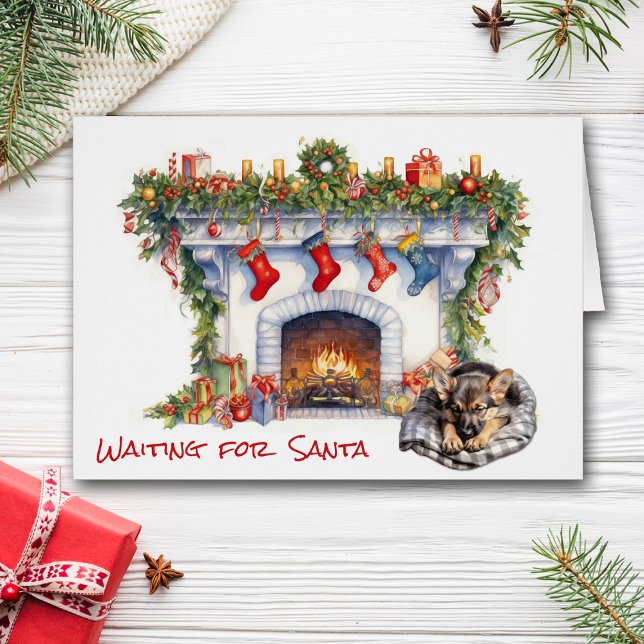 German Shepherd Puppy Wait on Santa Fireplace (Creator Uploaded)