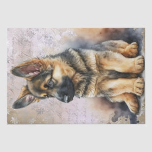 German Shepherd Puppy Watercolor Tissue Paper