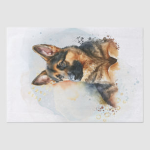 German Shepherd Puppy Watercolor Tissue Paper