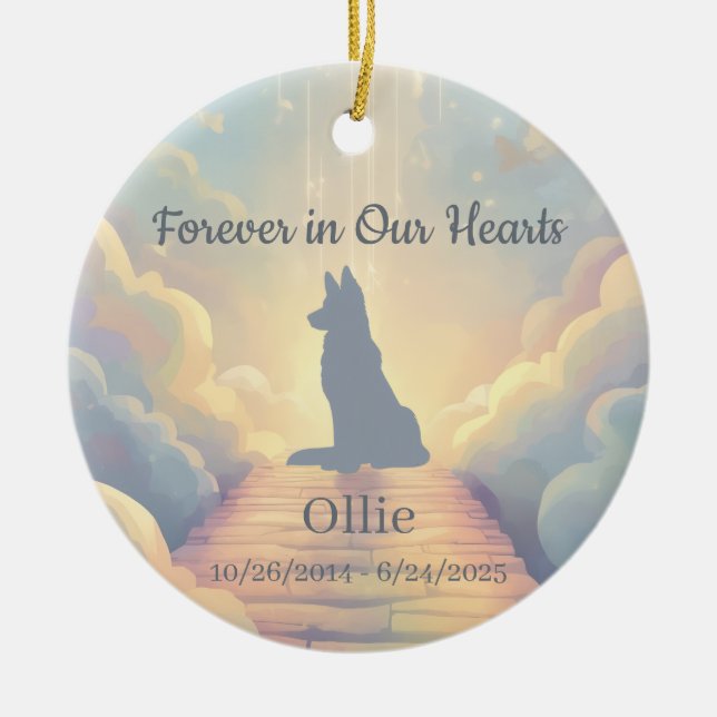 German Shepherd Rainbow Bridge Ornament (Front)