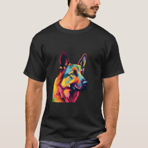 GERMAN SHEPHERD  Rainbow Pop Art Retro Paint Splat T-Shirt