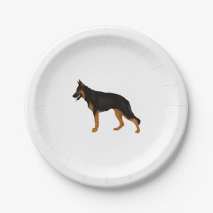 German Shepherd Red Black Blanket Paper Plate