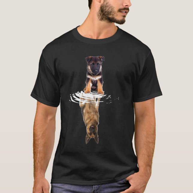 German Shepherd Reflection  Fathers Day Dog T-Shirt (Front)