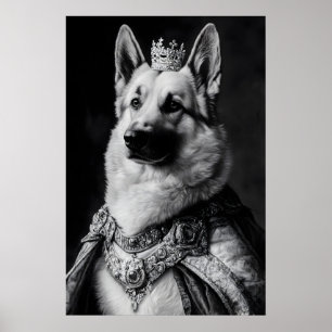 German Shepherd Renaissance Portrait, Funny Dog Poster
