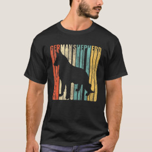 German Shepherd Retro 1970s Dog Cracked Distressed T-Shirt