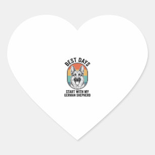 German Shepherd Retro Art Vintage Dog Lover Design Heart Sticker