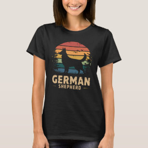 German Shepherd Retro Sunset Silhouette Dog Lover T-Shirt