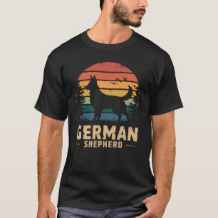 German Shepherd Retro Sunset Silhouette Dog Lover T-Shirt