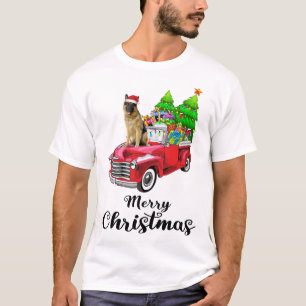 German shepherd Ride Red Truck Christmas Pajama T-Shirt