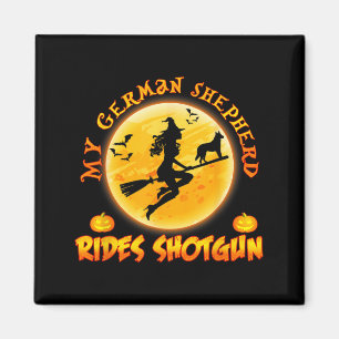 German Shepherd Rides Shot Dog Halloween Costumes Magnet