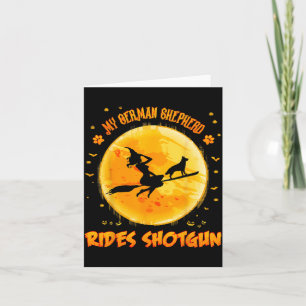 German Shepherd Rides Shot Funny Halloween Dog Card