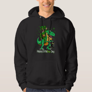 German Shepherd Riding Dinosaur Patricks Day Shamr Hoodie