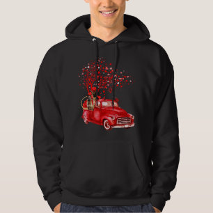 German Shepherd Riding Red Truck Valentine Butterf Hoodie