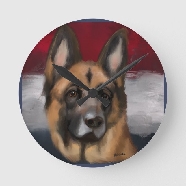 German Shepherd    Round Clock (Front)
