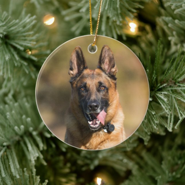 German Shepherd Running Ceramic Ornament (Tree)