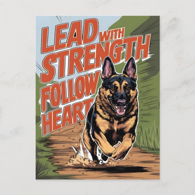German Shepherd Runs With Strength Postcard (Front)