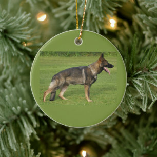 German Shepherd Sable Full Ceramic Ornament