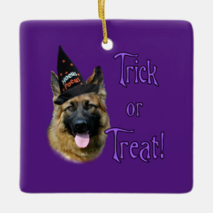German Shepherd (sable) Trick Ceramic Ornament