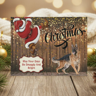 German Shepherd Santa Christmas Postcard