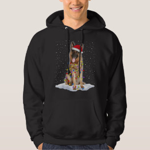 German shepherd Santa Christmas Tree Lights Xmas Hoodie