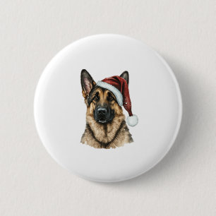 German Shepherd Santa Claus Dog Christmas 6 Cm Round Badge