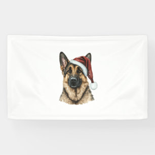 German Shepherd Santa Claus Dog Christmas Banner