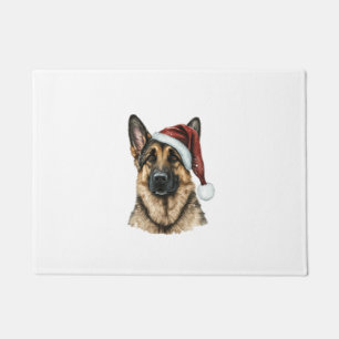 German Shepherd Santa Claus Dog Christmas  Doormat