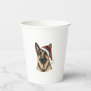 German Shepherd Santa Claus Dog Christmas  Paper Cups