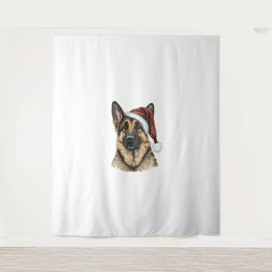 German Shepherd Santa Claus Dog Christmas  Tapestry