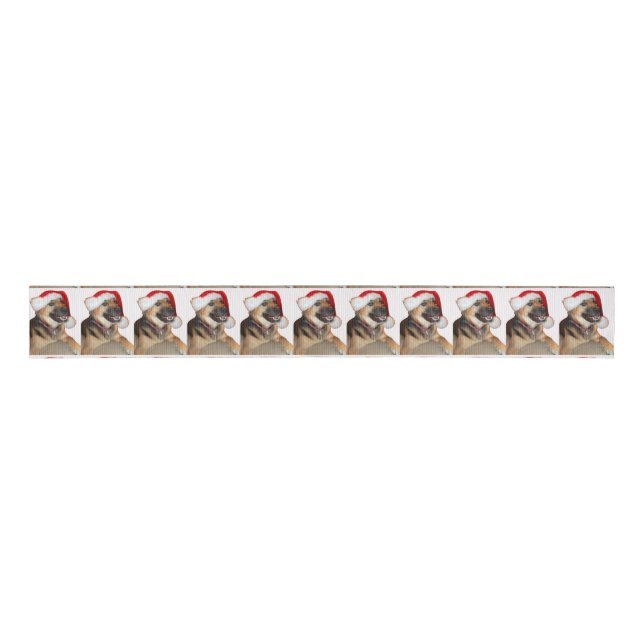 German Shepherd Santa Claus Grosgrain Ribbon (Front)