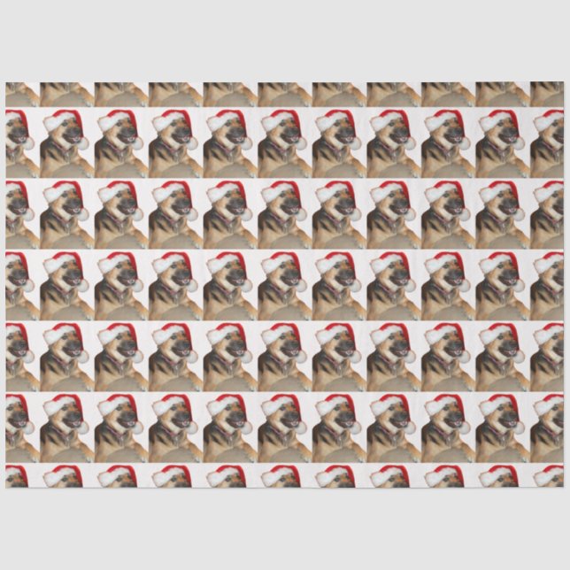 German Shepherd Santa Claus Tissue Paper (Front)