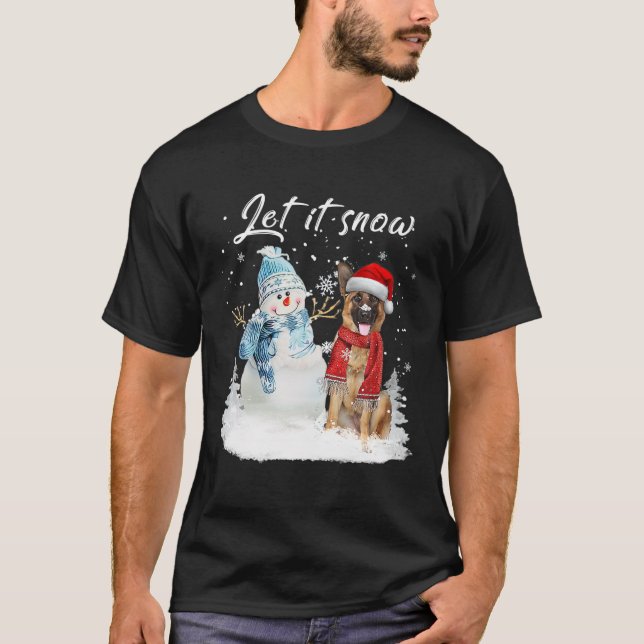 German Shepherd Santa Dog Christmas Snowman Xmas P T-Shirt (Front)