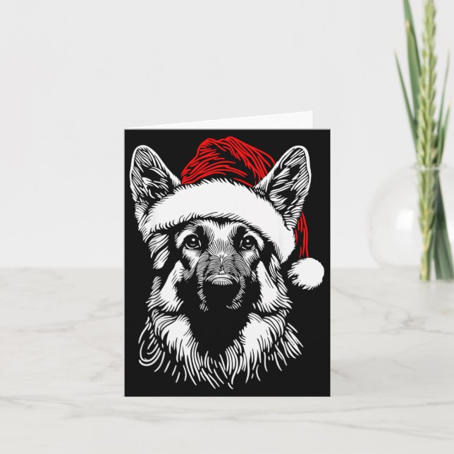 German Shepherd Santa Hat Christmas Xmas Pajama Wo Card (Front)