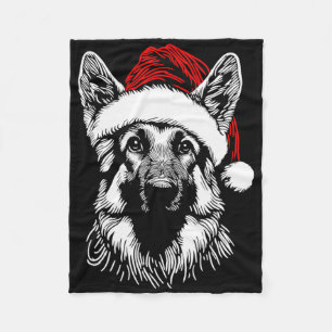 German Shepherd Santa Hat Christmas Xmas Pajama Wo Fleece Blanket