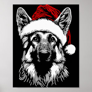 German Shepherd Santa Hat Christmas Xmas Pajama Wo Poster