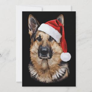 German Shepherd Santa Hat Portrait Christmas Xmas Invitation