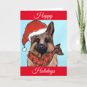 German Shepherd Santa Holiday Card