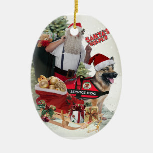 GERMAN SHEPHERD Service Dog Santa's Helper Ceramic Ornament