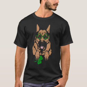 German Shepherd Shamrock Pocket St Patrick's Day D T-Shirt