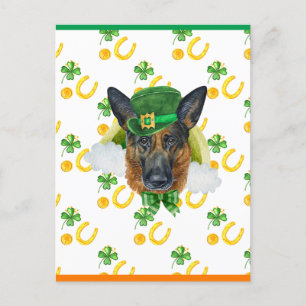 German Shepherd Shamrock St. Patricks Day Holiday Postcard