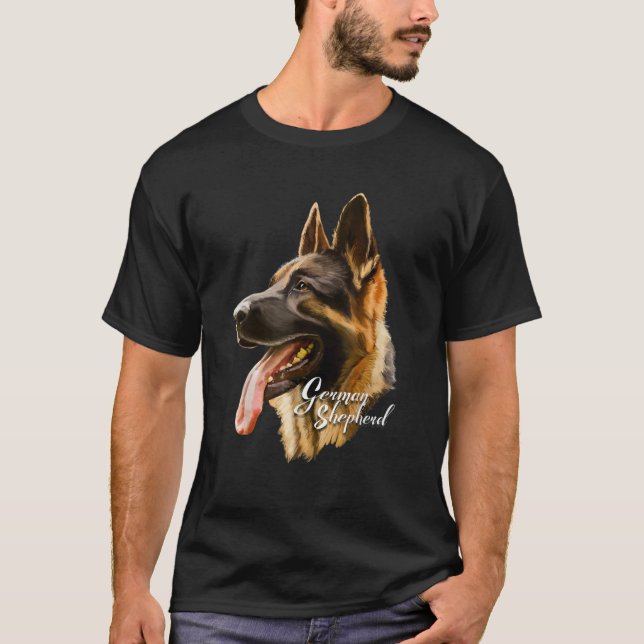 German Shepherd Sharp Dog T-Shirt Dogs Tee Shirt G (Front)