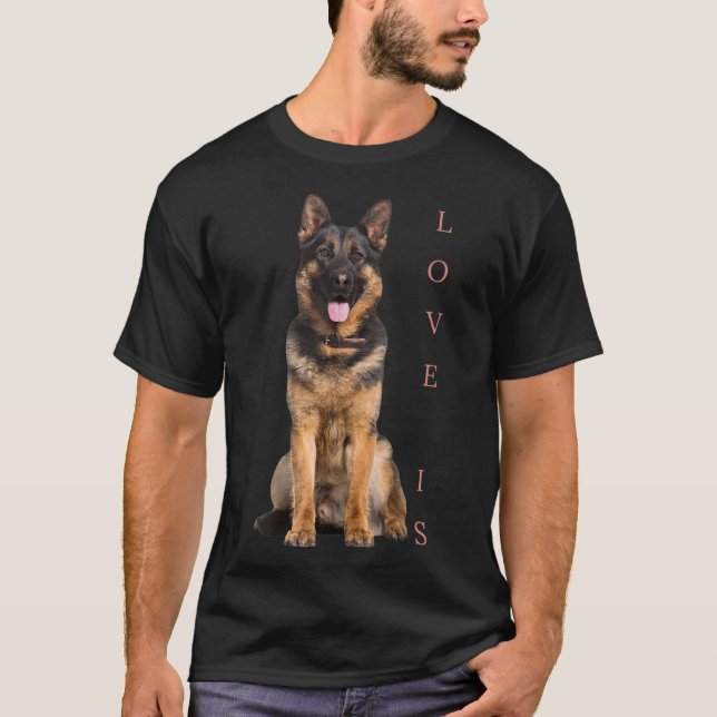 German Shepherd Shepard Dog Mum Dad Love Pet Puppy T-Shirt (Front)